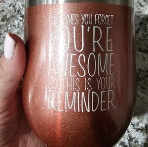 Stainless steel double walled wine glass rose gold.